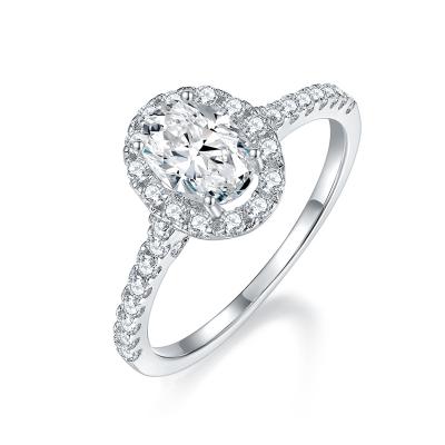 China New CLASSIC Trendy White Gold Plated 925 Sterling Silver High Quality Moissanite Engagement Rings for sale