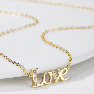 China Environmentally Love Necklace Letter-Chain Charm Jewelry Gold Plated Alloy Necklace For Feminine Women for sale