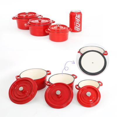 China Viable Hot Sale OEM Custom Cast Iron Enamel Dutch Oven Soup Casserole Pot With Lid for sale