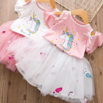 China Hot Pink Latest Casual Design, African Unicorn Skirt Fall Wholesale Girls Boutique Kids Clothing Sets for sale