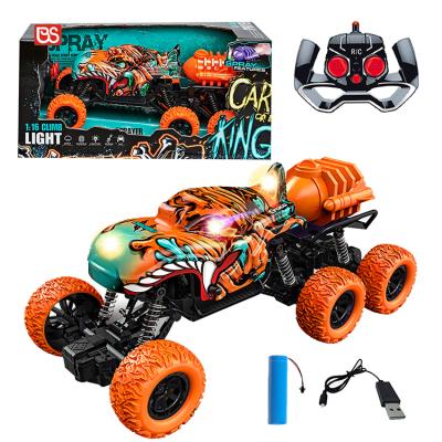 China RC Model 1:16 USB Charging Spray Up Vehicle Toys 6 Wheels 4wd Remote Control Climbing Car With Light for sale