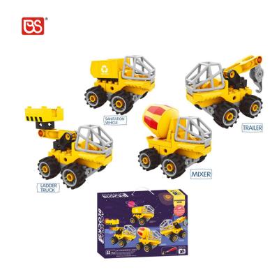 China Construction Toy Plastic Building Brick Set 23pcs Early Educational DIY Engineering Vehicles Truck For Kid Toy Building Block for sale