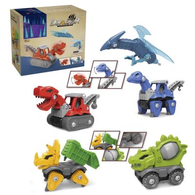 China Educational Friction Toy Tractor Cartoon Trailer DIY 3D Mini Dinosaur Car Vehicles Construction Toy Trucks Kids New Arrival Kid Toys for sale