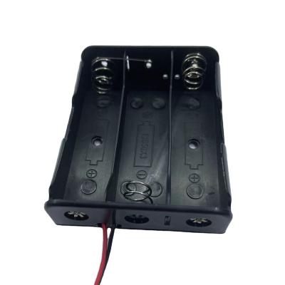 China Black PP 3.7v 3Cell Custom 18650 Battery Holder Li-ion Power Storage Box With Wire Leads For 18650*3 Lithium Battery for sale