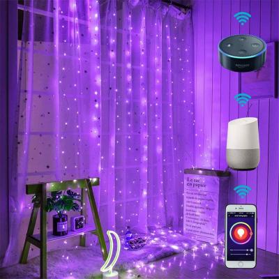 China LED Curtain Lights Window Lights Remote APP Timer Colors Pink Green Blue Purple 9.8x7.6FT/3x2.3m USB for sale