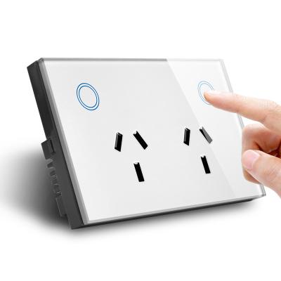 China Smart Wifi Socket Au/us Standard Wall Socket With Glass Panel Touch Power Point SAA Approval for sale