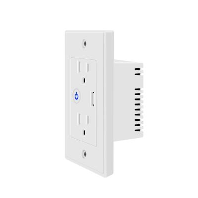 China Glomarket Us Abs Fireproof Material Valley No Hub Required Tuya Wifi Smart Usb Wall Socket Compatible With Google&Alexa for sale