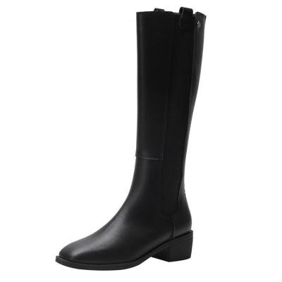 China Promotional Fashion Trend Women's High End Beautiful Fashion Rain Boots Customized Waterproof Rubber Genuine Leather Riding Boots for sale