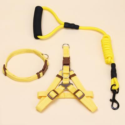 China 2022 New High Quality Durable Solid Color Pet Traction Rope Dog Collar Pet Harness Strap Dog Traction Chain Dogs for sale