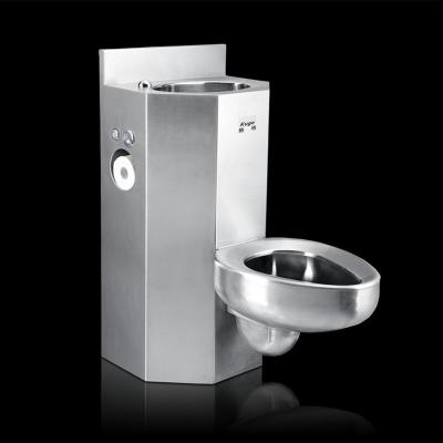 China Prison Heavy Duty Combination Toilet Tank Vandal Stainless Steel Floor Mount Concealed One Piece Toilet for sale