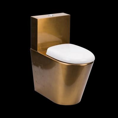 China Hot Selling Luxury Double-flow Design Gold Toilet Set Bathroom Gold Plated Stainless Steel Toilet Bowl for sale