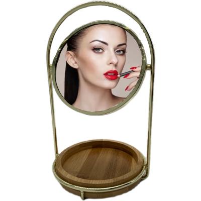 China Multifunctional Magnifying Table Cosmetic Vanity View Mirror Personalized Vintage Multifunction Storage Make Up Mirror Source Factory for sale