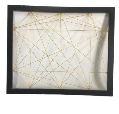 China New Design Wood Framed Art Rope String Modern Wall Hanging Decor for sale