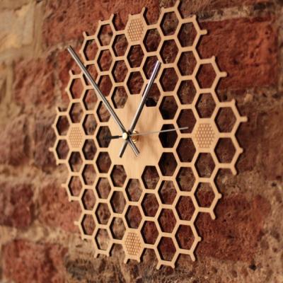 China Antique Style Honeycomb Clock Types Silent Honeycomb Wooden Wall Clock With Silent Quartz Movement for sale