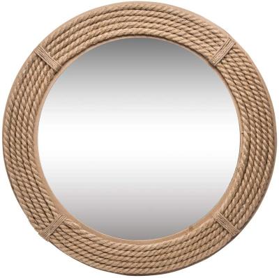 China 23.75 in. in diameter minimalist round rope wall wrapped decorative mirror for sale