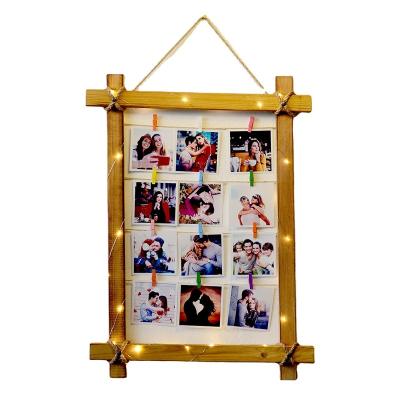 China Natural Looking Wood Photo Collage Frames Wood Photo Frame With Led Light for sale