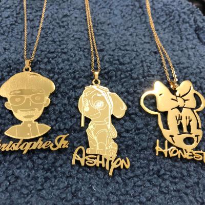 China TRENDY Necklace Kids Cartoon Character Necklace Stainless Steel Custom Name Personalized Custom Necklace Jewelry for sale