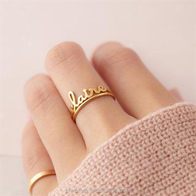 China TRENDY Personalized Name Ring Custom Nameplate Ring For Couple Stainless Steel Rings Christmas Gifts 2020 Ideas for sale