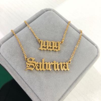 China 2020 TRENDY Fashion Personalized Custom Made English Custom Name Necklace Women's Christmas Gifts Old Name Necklaces Stainless Steel for sale