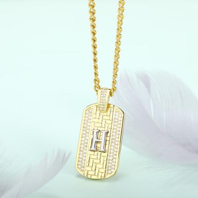 China 18k Gold Plated 18K Yellow Gold Plated Zircon Initial Necklace A-Z Letter Cuban Chain Necklaces For Women for sale