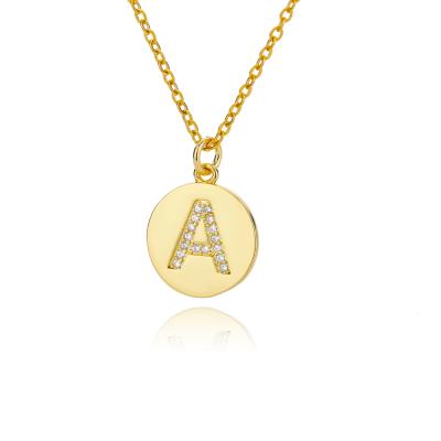 China Trendy Gold Plated Copper Chain Around CZ For Women Men Jewelry 26 Initial Letter Necklace Crystal A-Z Letters Pendant Choker Gift for sale