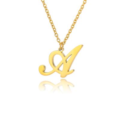 China A-Z Initial Letter Necklace Trendy For Women Gold Stainless Steel Necklace Pendant Fashion Jewelry Old English Police Headscarf for sale