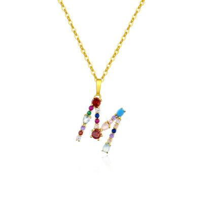 China TRENDY Zircon Initial Necklace For Women Tasty Initial Necklace 18k Gold Plated Crystal Letter Necklace Colorful For Girls for sale