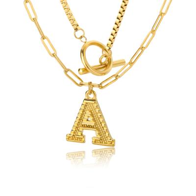 China Trendy Trendy Stainless Steel A-Z Alphabet Pendant Chain Necklace For Women Men Punk Initial Letters Name Necklace Jewelry Gifts for sale