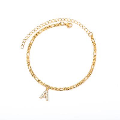 China A-Z English Alphabet Anklet Chain Hiphop Direct Selling Gold Clavicle Chain 2020 New Fashion Wholesale Jewelry Gift for sale