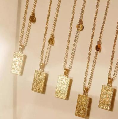 China TRENDY 18K Gold Plated Vertical Necklace Horoscope Necklace Fashion Women Zodiac Necklaces for sale