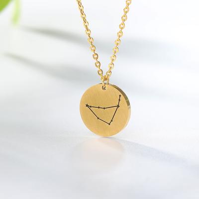 China 12 Trendy Simple Chain Pattern Pendant Necklace Zodiac Constellation Stainless Steel Necklace Christmas Gifts For Friends for sale