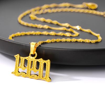 China TRENDY 18k Gold Stainless Steel Birth Year Necklace Personalized Necklace For Old English-Arabic Year Number for sale