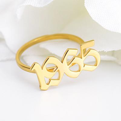 China TRENDY Birth Year Number Rings For Women Gold Color Stainless Steel Ring Christmas 1985-2020 Best Gifts for sale