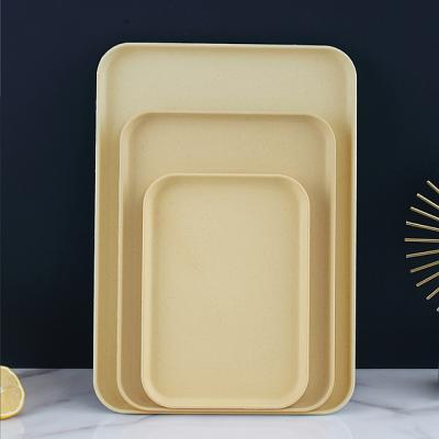 China Home.Restaurant.Bar.Hotel.Wedding Factory Rectangle Bongrun Serving Tray Customized Wheat Straw Coffee Tray Dinner Tray for sale