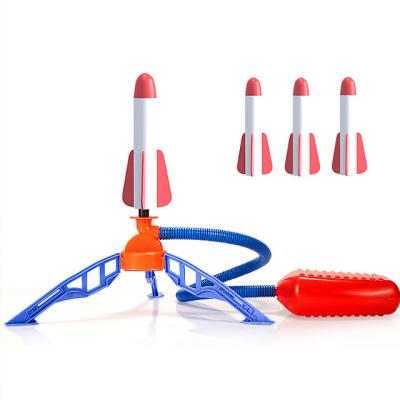 China Child Toy Gifts Outdoor Toy For Kids Gift Toys Foam Rockets And Sturdy Launcher Stand With Foot Launch Platform Toy Rocket Launcher For Kids for sale