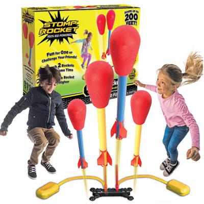 China Child Toy Gifts Outdoor Toy For Kids Gift Toys Foam Rockets And Sturdy Launcher Stand With Foot Launch Platform Toy Rocket Launcher For Kids for sale