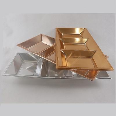 China Vintage Bongrun Disposable Plastic Plates Rose Gold Food Disposable Plates For Wedding for sale