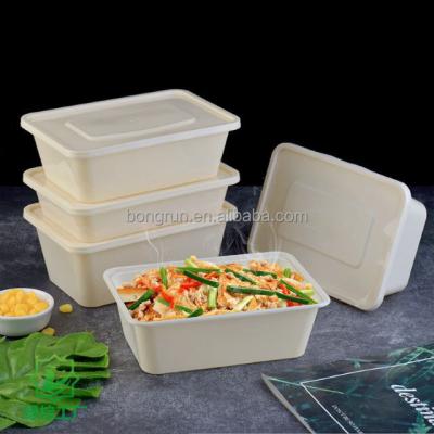 China Oil-proof Disposable Degradable Lunch Box Cornstarch Salad Light Meal Rectangular Packing Rectangular Lunch Box for sale