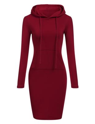 China European and American Winter Solid Color Knit Autumn Wear Women's Fashion Hoodie Dress Female Anti-wrinkle for sale