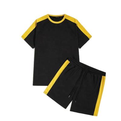 China Anti-wrinkle sports fashion series T-shirts and shorts 2 piece sets with white stripe details design men sportswear for sale