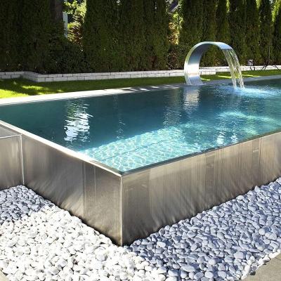 China Prefab custom built integrated 304/316 stainless steel swimming pool hotel villa private residence domestic steelpool equipment customized size for sale