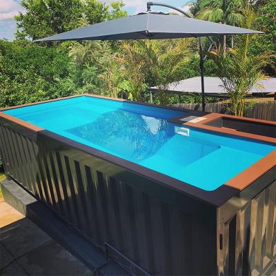 China Steel + 304 Stainless Steel Liner Customized Floor Standing Household Container Swimming Pool Without Installing Steel Swimming Pool With Endless Spray for sale