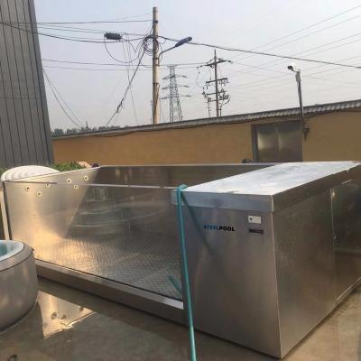 China 316 stainless steel integrated 316 stainless steel swimming pool with acrylic glass wall and endless jet system for rehabilitation training for sale