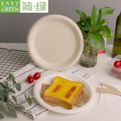 China Shatterproof Disposable Flatware Green Eco-friendly Easy Biodegradable Dishes 9 Inch Round Dish Plate for sale