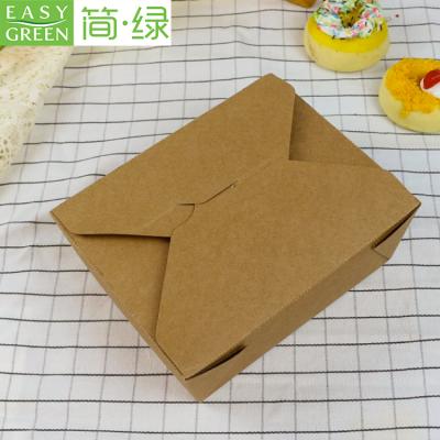 China Brown Kraft Paper Food Box Salad Fruit Paper Container Disposable Customized Disposable Food Packing Box for sale