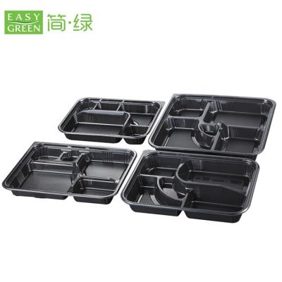 China Recyclable Easy Green Plastic Disposable Compartment Lunch Box for sale