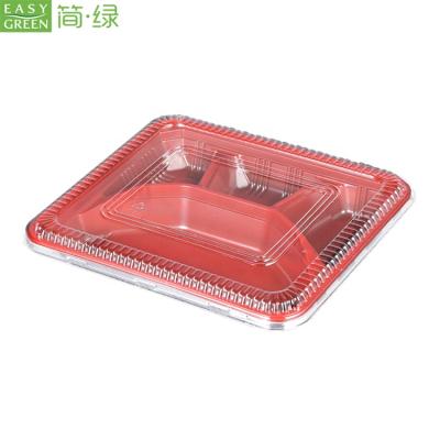 China Factory Price Recyclable Wholesale 4 Compartment Easy Green Lunch Disposable Food Box For Catering for sale