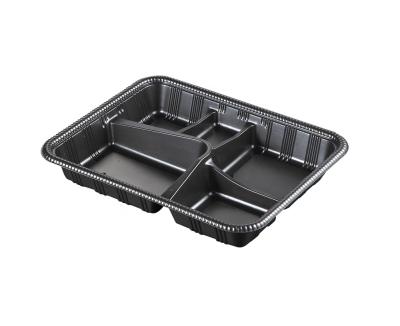 China 100% Eco-friendly Disposable Plastic Fast Food 5 Compartment Bento Boxes for sale