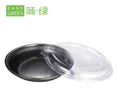 China Disposable Disposable Fruit Take Out Container Large Round Plastic Food Tray With Lid for sale