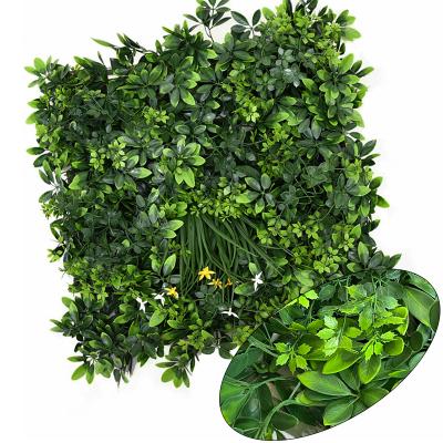 China Eco-friendly Plastic Plant Mat Artificial Follaje Boxwood Hedge Faux Grass Greenery Panels Wall For Garden Decoration for sale